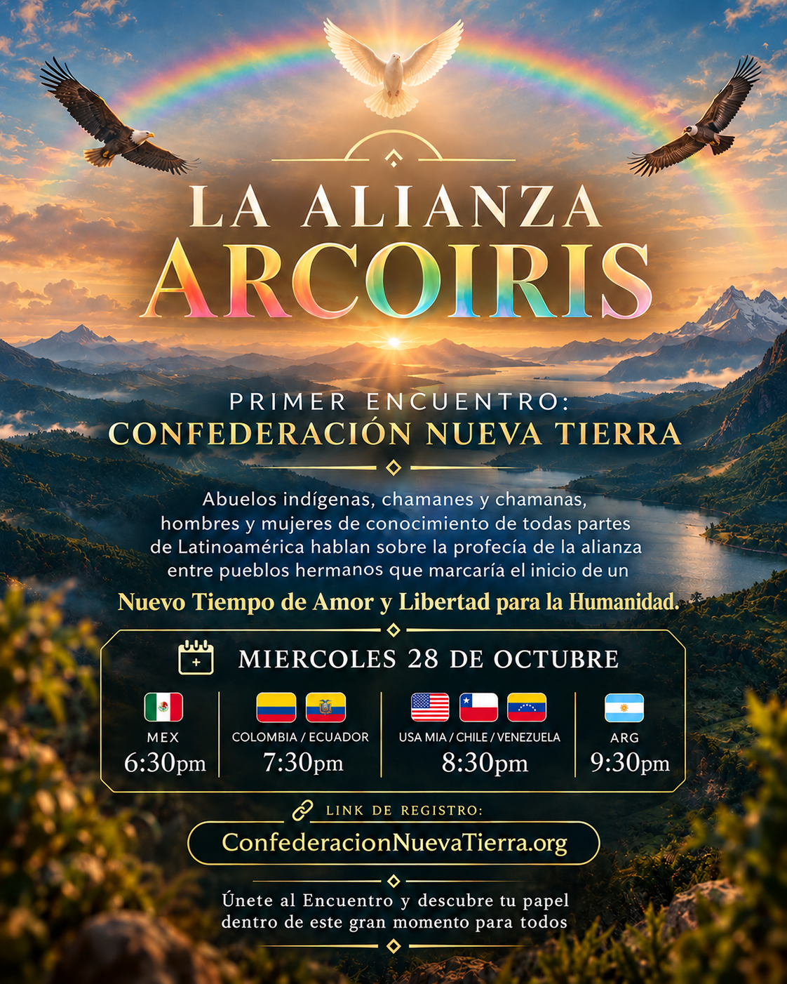 Flyer del Primer Encuentro: La Alianza Arcoíris, miércoles 28 de octubre